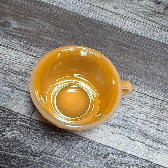 Vintage Anchor Hocking Fire King Peach Lustre Swirl Demitasse Espresso Tea Cup - Picture 2 of 3